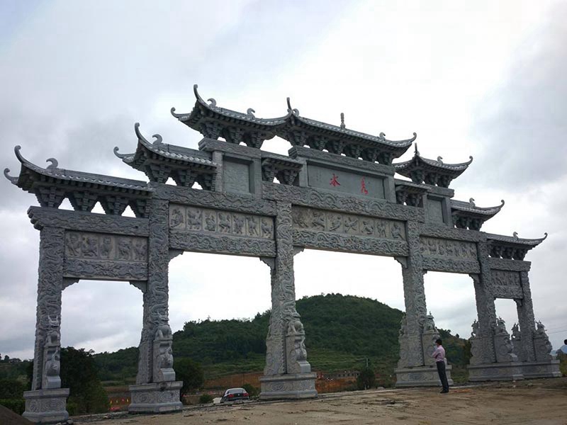 旅游景点五门石材牌坊施工