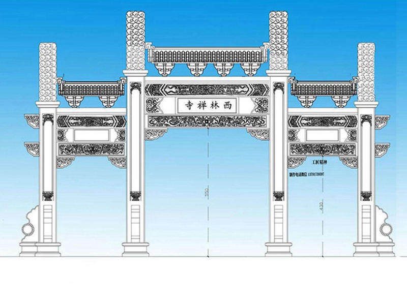 三门三楼石牌坊效果图