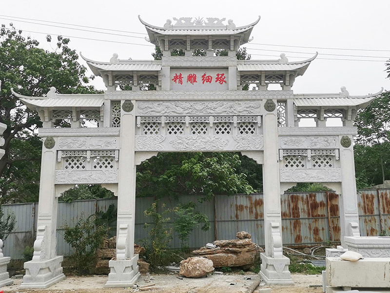 三门五楼花岗岩村口石牌坊